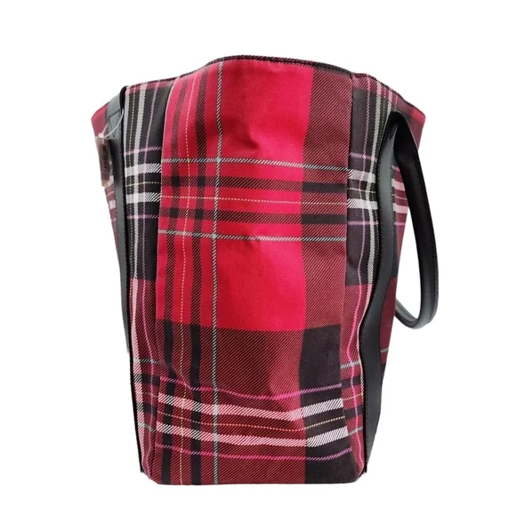 Victoria's Secret Women's Holiday Plaid Floral Tote Bag Hand Bag - Picture 6 of 11
